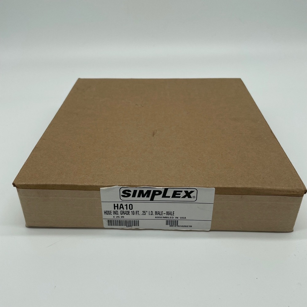 Simplex HA10 Industrial Grade Hydraulic Hose 10 FT .25 ID Male-Male New